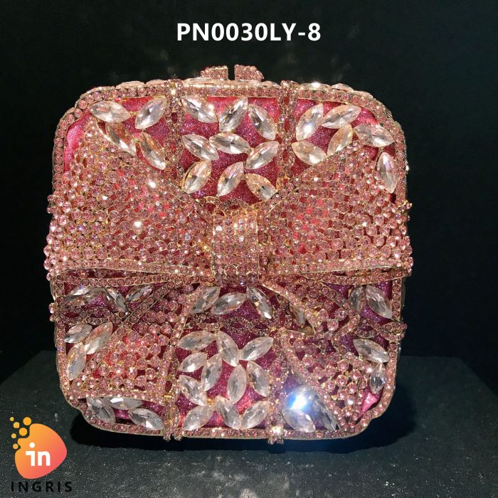 Adora - Crystal Bow and Floral Embellished Evening Clutch