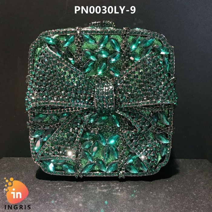 Adora - Crystal Bow and Floral Embellished Evening Clutch