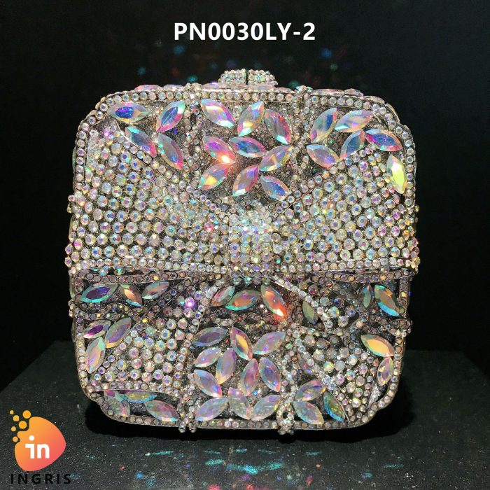 Adora - Crystal Bow and Floral Embellished Evening Clutch