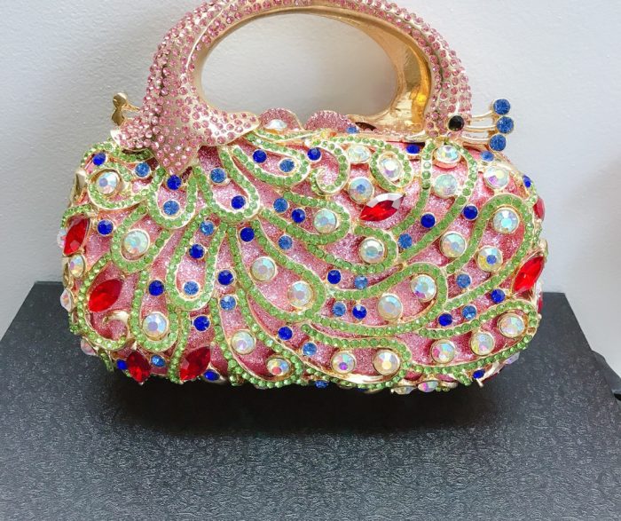 Anike - Multicolored Crystal Embellished Handle Evening Bag