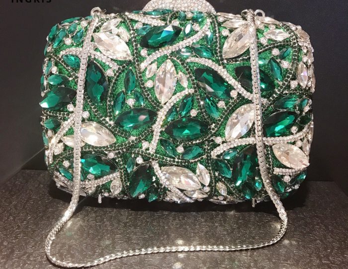 Ayoka - Crystal Leaf Pattern Evening Clutch