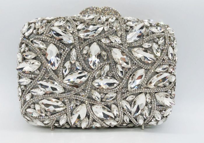 Ayoka - Crystal Leaf Pattern Evening Clutch