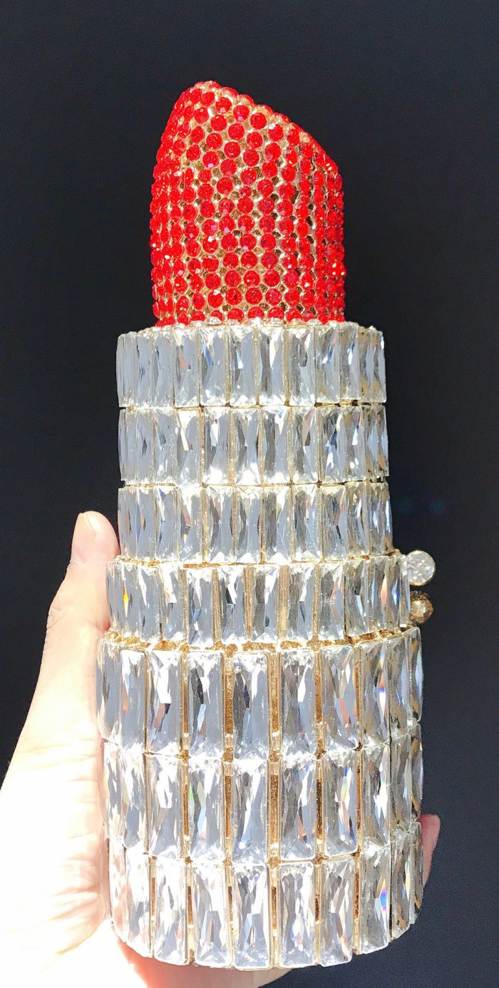 Chichi - Crystal Lipstick Shaped Evening Clutch