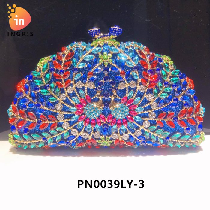 Chidi - Multicolor Floral Crystal & Rhinestone Embellished Evening Clutch