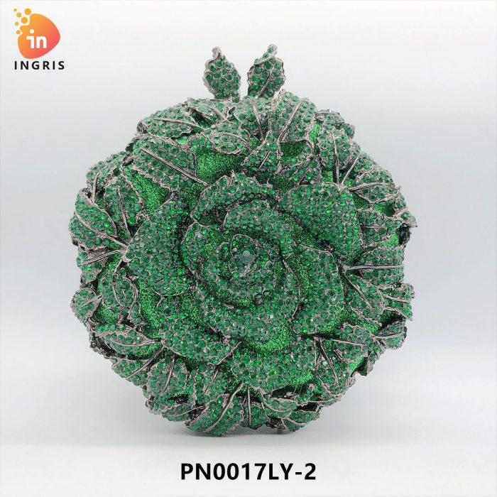 Dele - Crystal Rose Shaped Evening Clutch