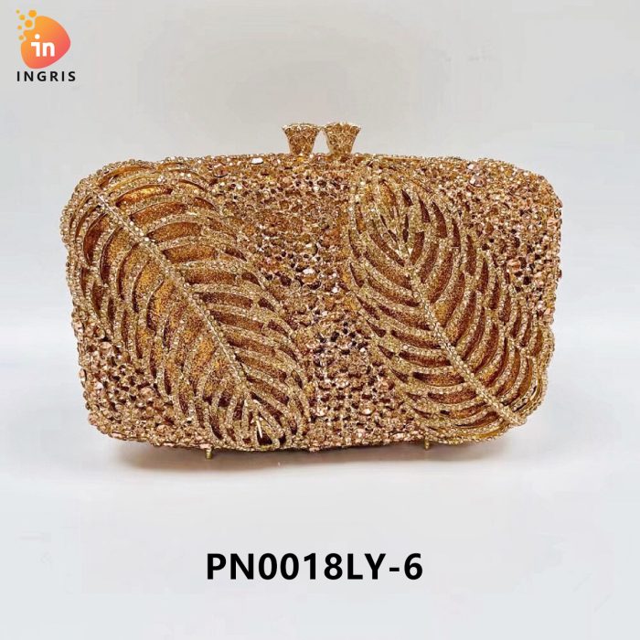 Desiree - Crystal Leaf Patterned Evening Clutch Set