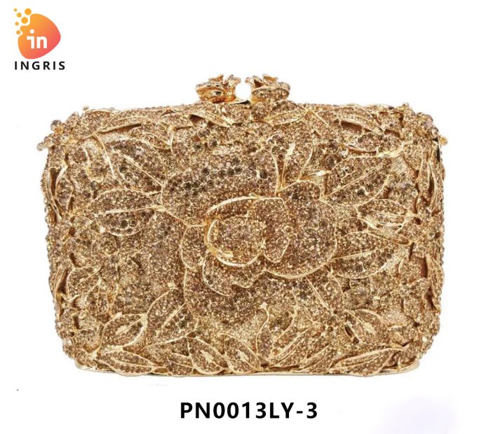 Elle - Floral Crystal Embellished Evening Clutch