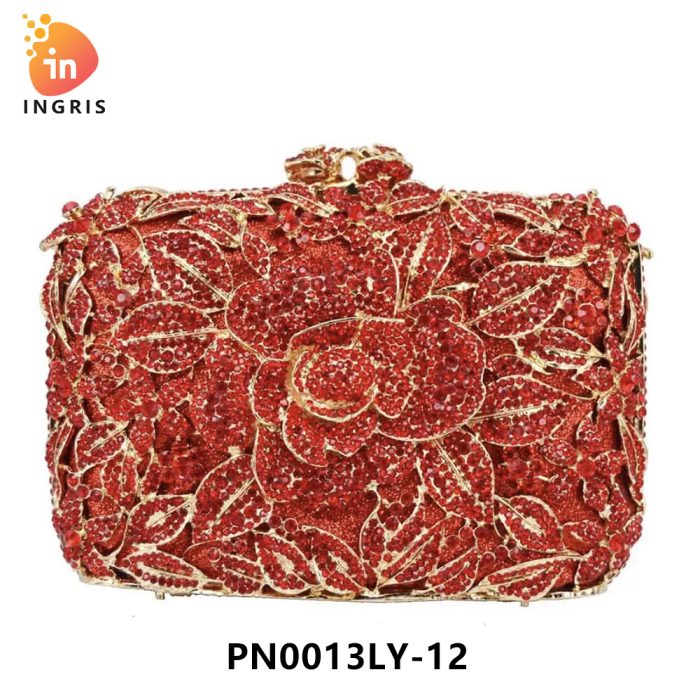 Elle - Floral Crystal Embellished Evening Clutch