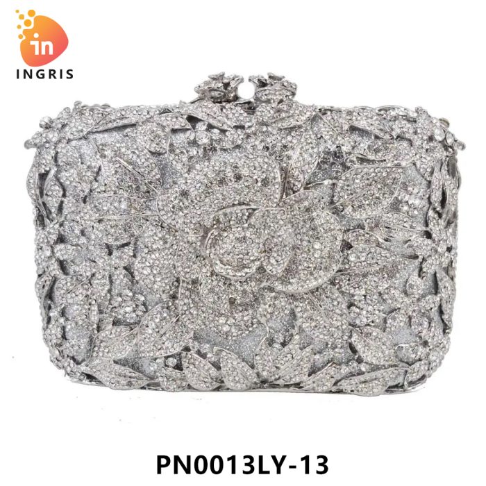 Elle - Floral Crystal Embellished Evening Clutch