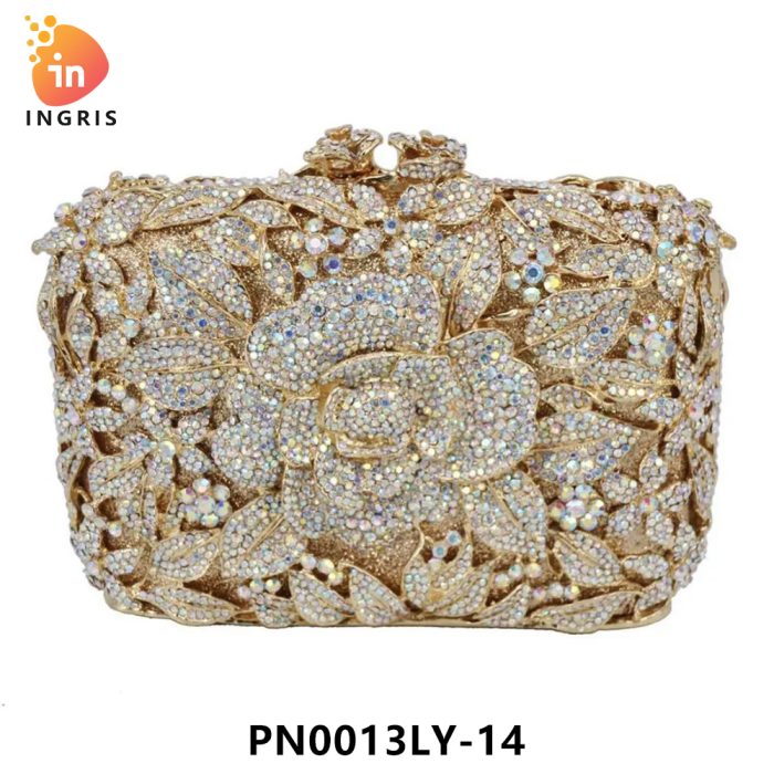 Elle - Floral Crystal Embellished Evening Clutch
