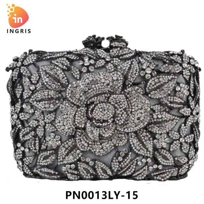 Elle - Floral Crystal Embellished Evening Clutch