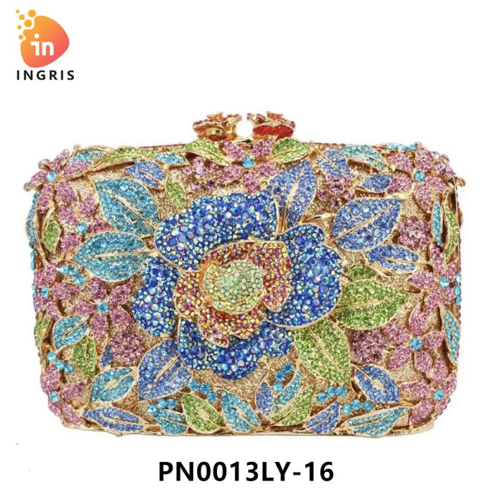 Elle - Floral Crystal Embellished Evening Clutch