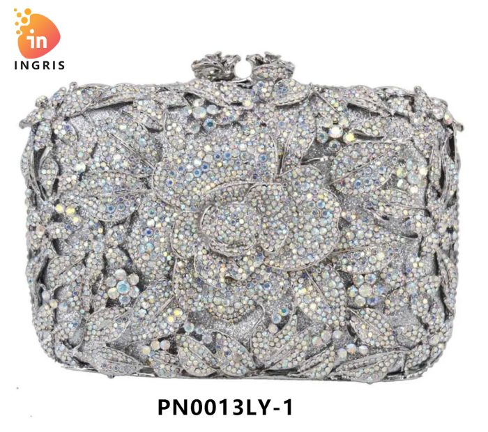 Elle - Floral Crystal Embellished Evening Clutch