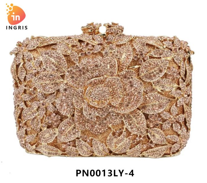Elle - Floral Crystal Embellished Evening Clutch