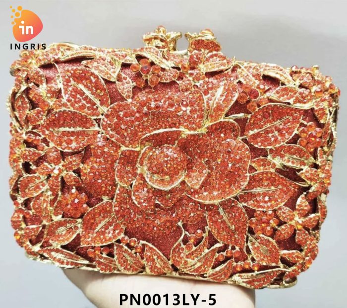 Elle - Floral Crystal Embellished Evening Clutch