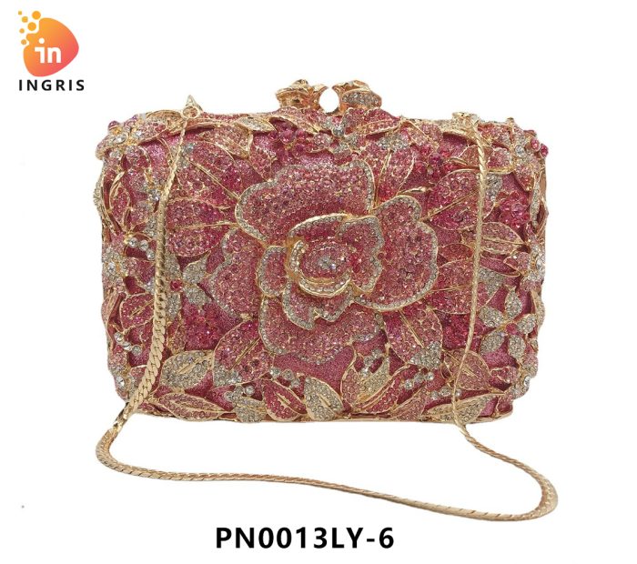 Elle - Floral Crystal Embellished Evening Clutch