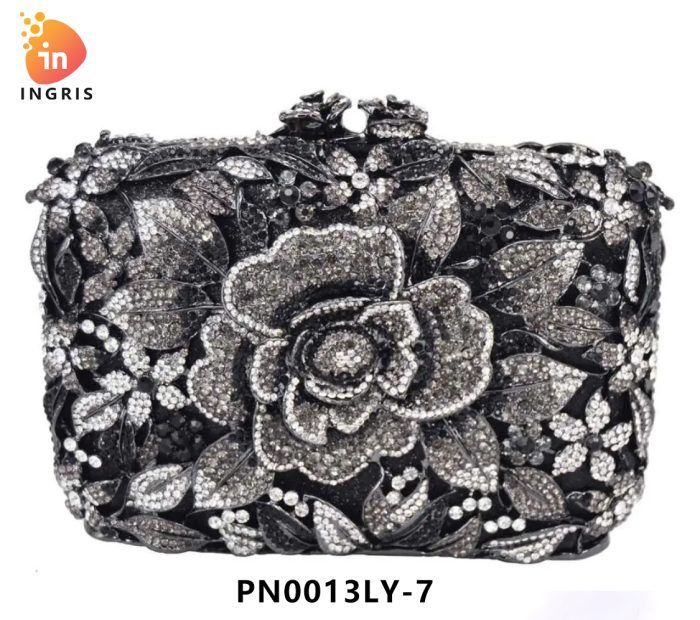Elle - Floral Crystal Embellished Evening Clutch