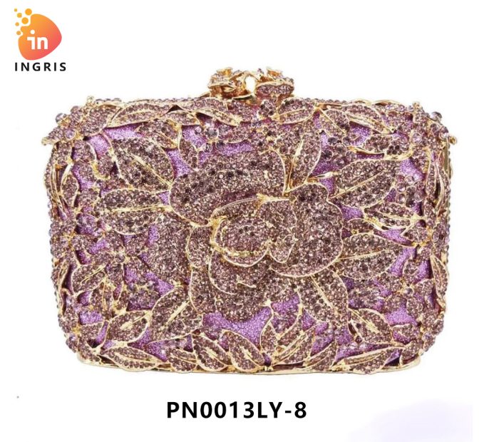 Elle - Floral Crystal Embellished Evening Clutch