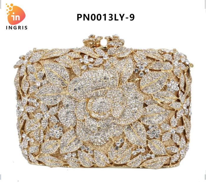 Elle - Floral Crystal Embellished Evening Clutch