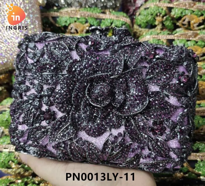 Elle - Floral Crystal Embellished Evening Clutch