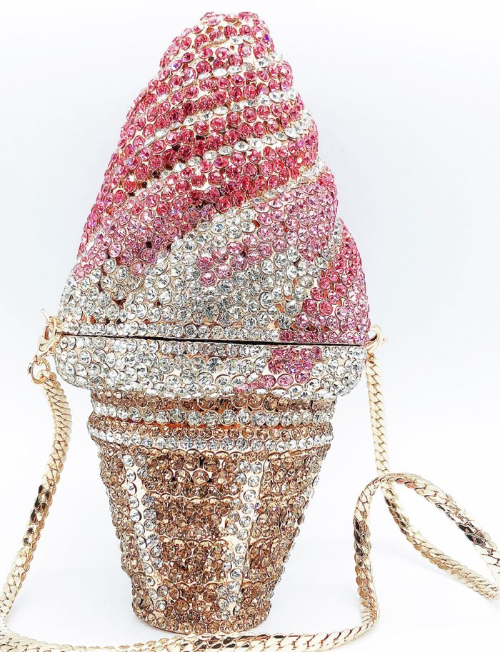 Figi - Crystal Ice Cream Cone Shaped Evening Clutch