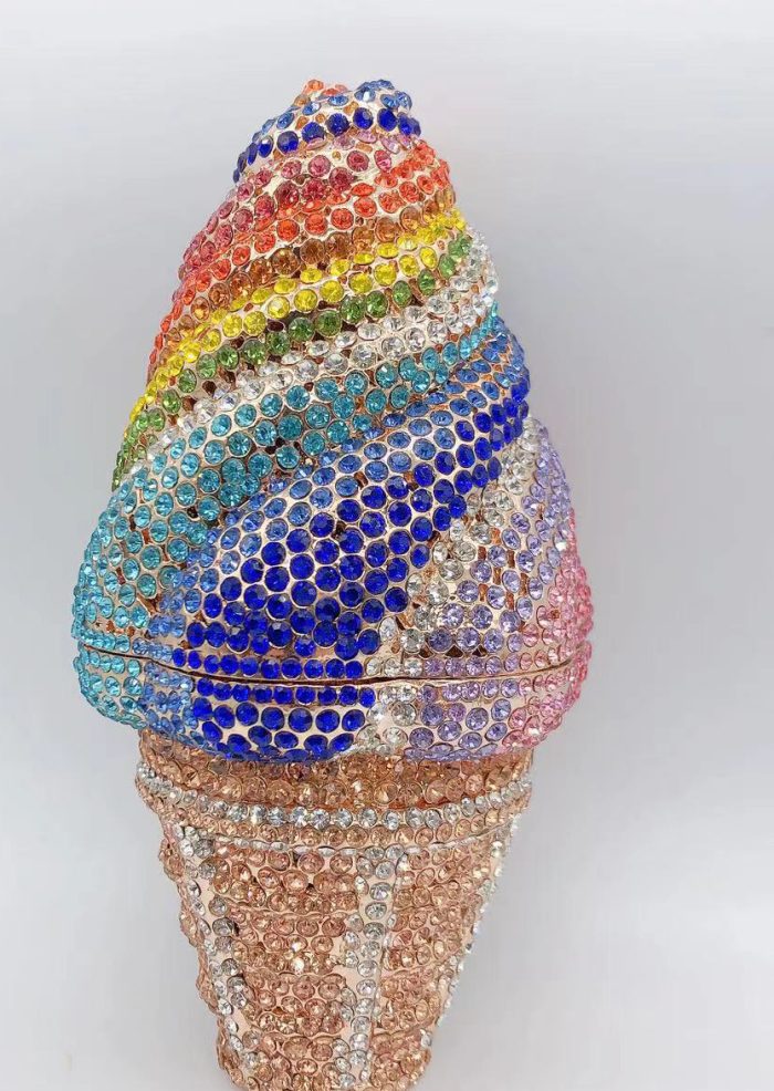 Figi - Crystal Ice Cream Cone Shaped Evening Clutch