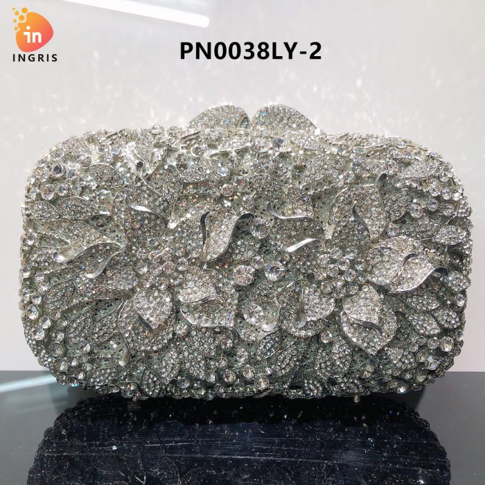 Fle - Floral Crystal Embellished Evening Clutch