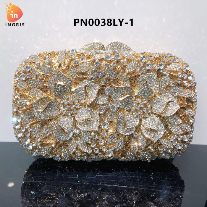 Fle - Floral Crystal Embellished Evening Clutch