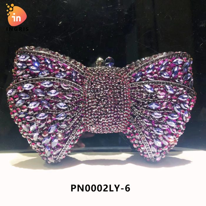 Folake - Crystal & Rhinestone Bow Shaped Evening Clutch