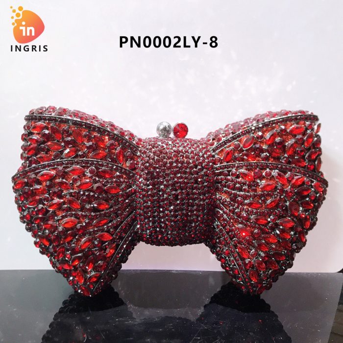 Folake - Crystal & Rhinestone Bow Shaped Evening Clutch