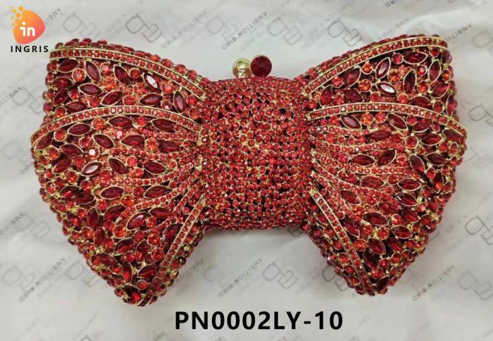 Folake - Crystal & Rhinestone Bow Shaped Evening Clutch