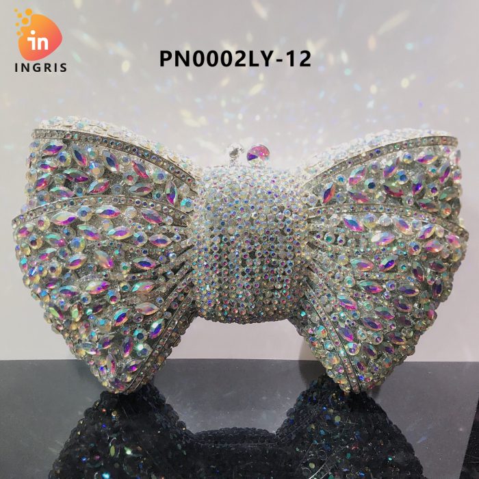 Folake - Crystal & Rhinestone Bow Shaped Evening Clutch