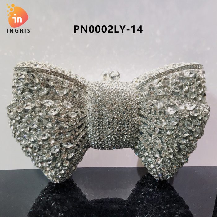 Folake - Crystal & Rhinestone Bow Shaped Evening Clutch