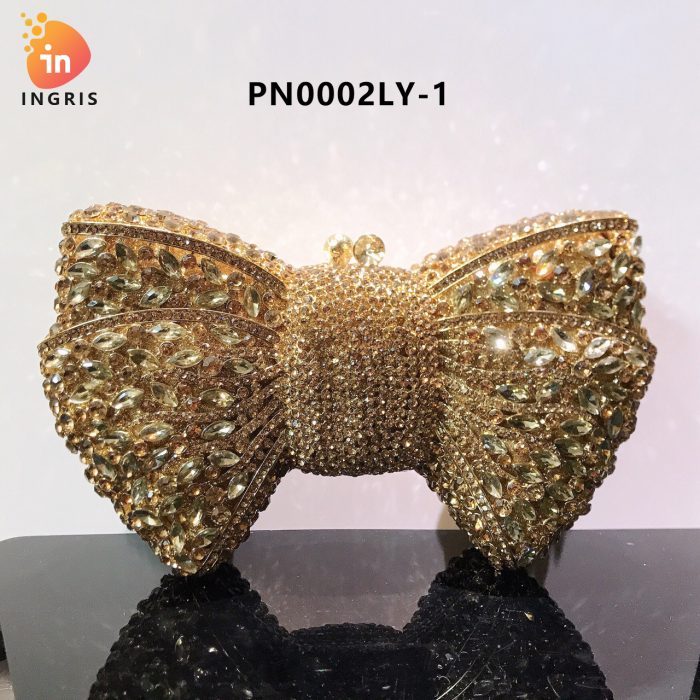 Folake - Crystal & Rhinestone Bow Shaped Evening Clutch