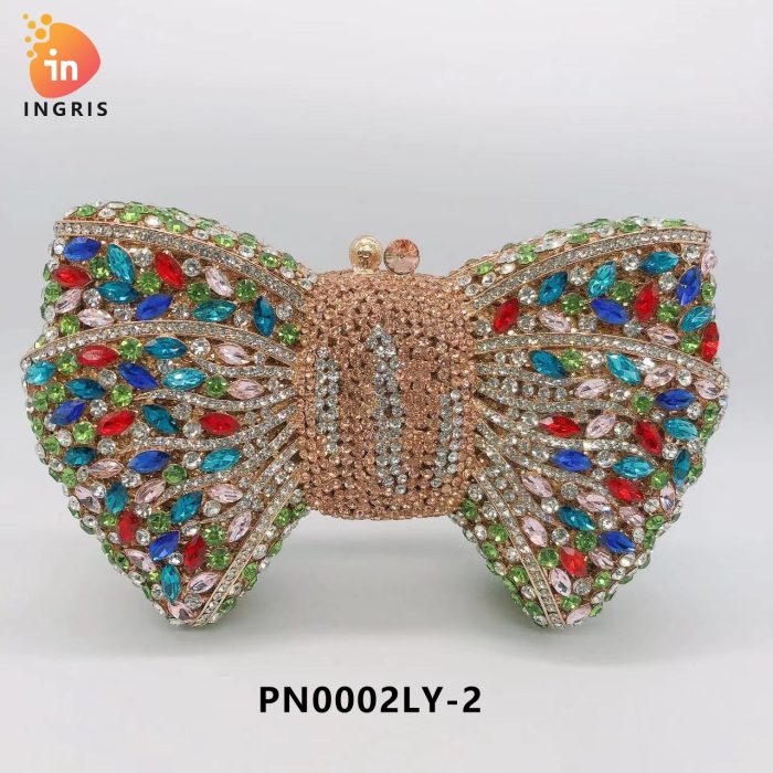 Folake - Crystal & Rhinestone Bow Shaped Evening Clutch
