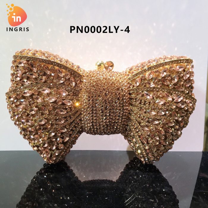 Folake - Crystal & Rhinestone Bow Shaped Evening Clutch