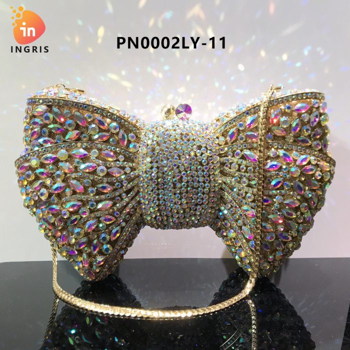 Folake - Crystal & Rhinestone Bow Shaped Evening Clutch