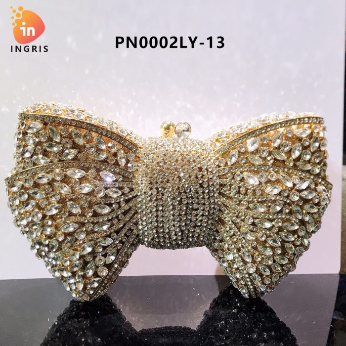 Folake - Crystal & Rhinestone Bow Shaped Evening Clutch