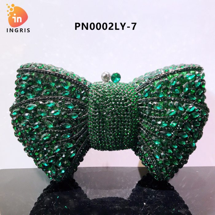 Folake - Crystal & Rhinestone Bow Shaped Evening Clutch