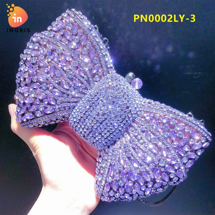 Folake - Crystal & Rhinestone Bow Shaped Evening Clutch