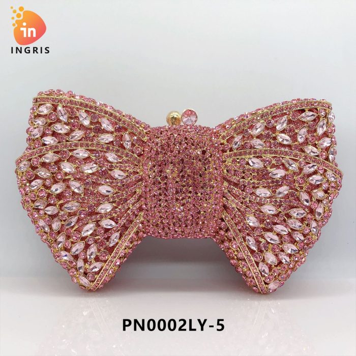 Folake - Crystal & Rhinestone Bow Shaped Evening Clutch