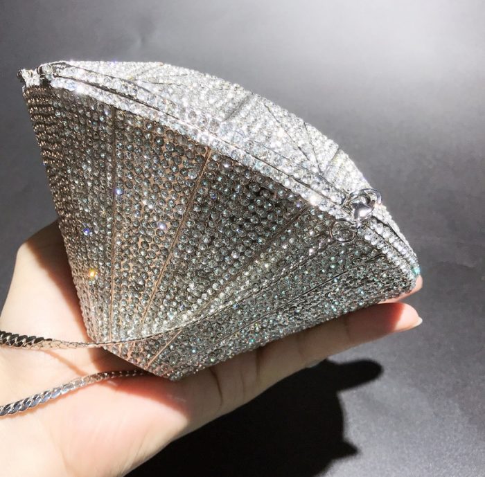 Glenda - Crystal Diamond Shaped Evening Clutch Bag