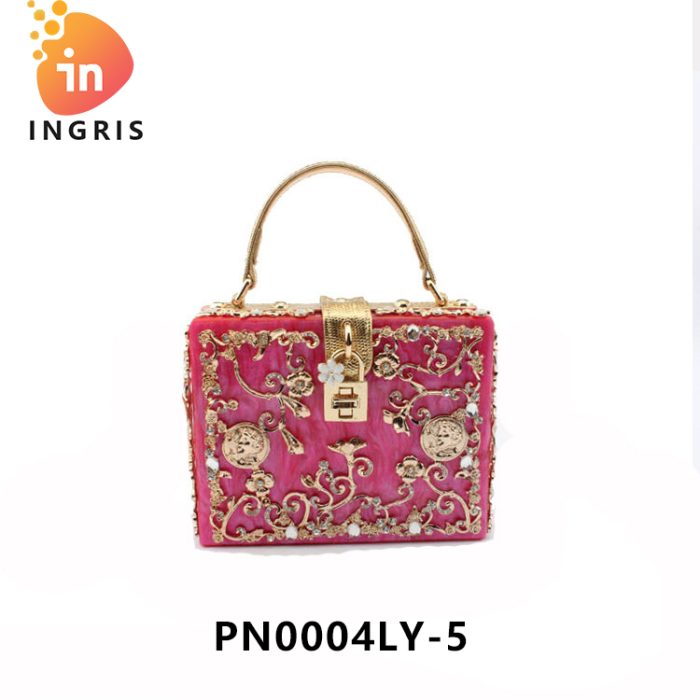 Hauwa - Luxury Blue and Gold Crystal Embellished Box Clutch