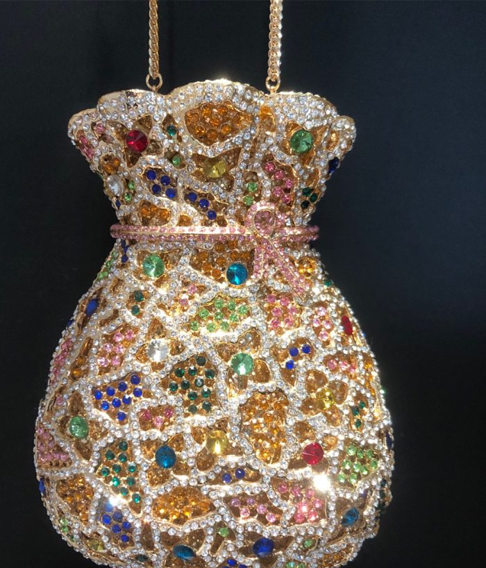Lope - Crystal Bejeweled Money Bag Evening Clutch