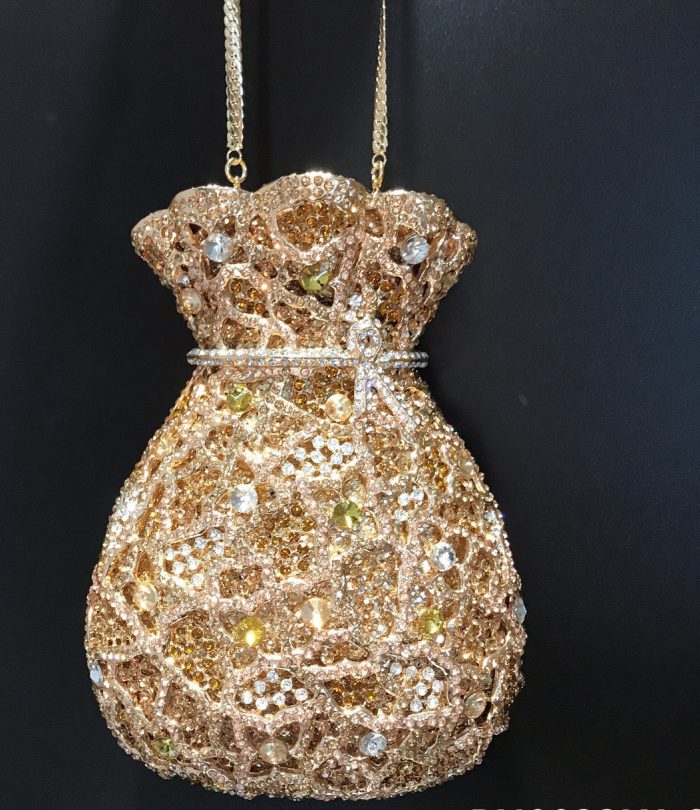 Lope - Crystal Bejeweled Money Bag Evening Clutch