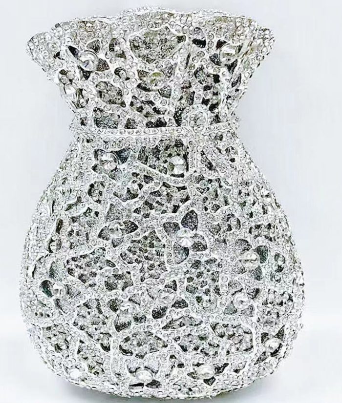 Lope - Crystal Bejeweled Money Bag Evening Clutch