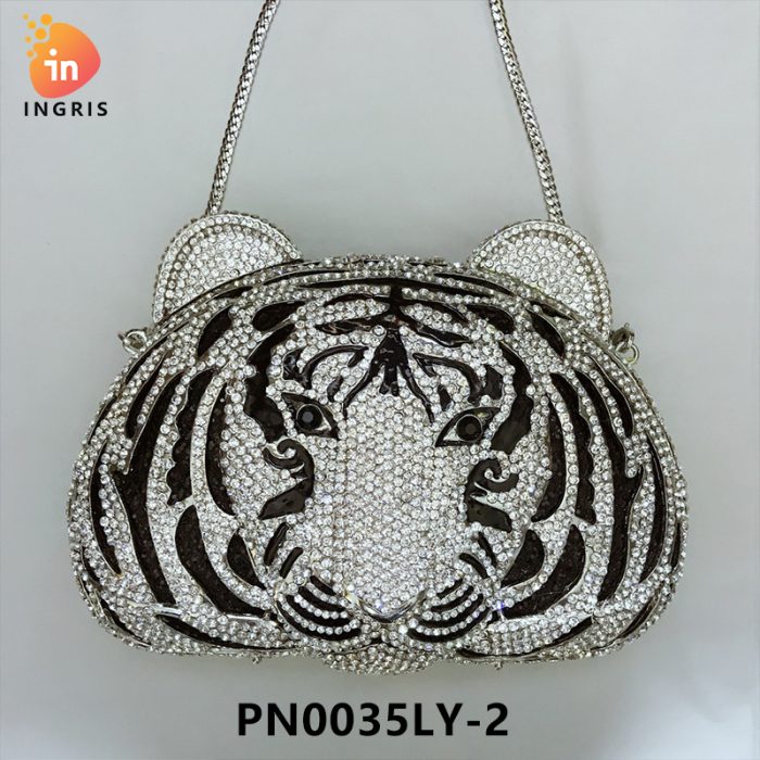 Mandy - Crystal Tiger Head Shaped Evening Clutch