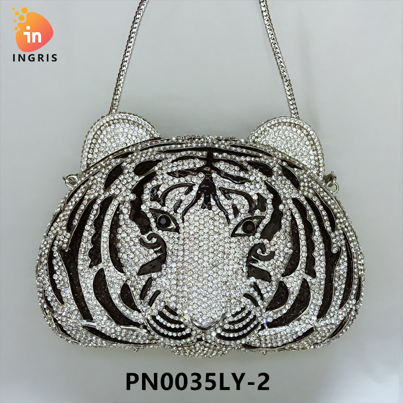 Mandy - Crystal Tiger Head Shaped Evening Clutch