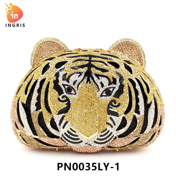 Mandy - Crystal Tiger Head Shaped Evening Clutch