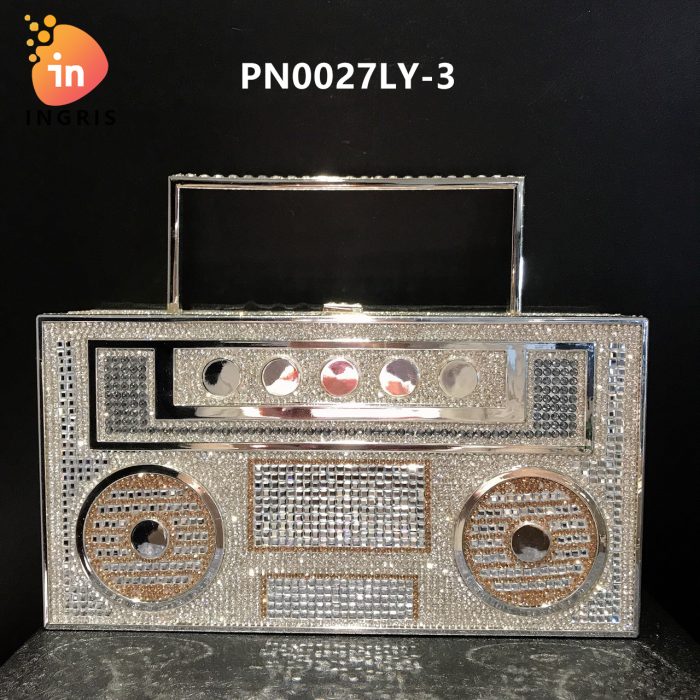 Manty - Crystal Boombox Shaped Evening Clutch Set